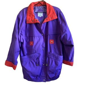 Vintage 80s 90s Be in the Current Seen Red Purple Jacket Size Large Hipster EUC
